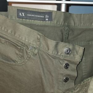 Armani Exchange Green Button-Detail Pants